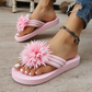 Damen-Flip-Flops mit Blumenmuster, leichte Sommerpantoffeln