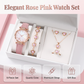 5-teiliges Quarz-Uhren- und Schmuckset für Damen – elegante Abenduhr mit Blumenmuster, passendem Armband, Halskette, Ohrringen und Ring – ideal zum Geburtstag, zum Jahrestag und zum Muttertag