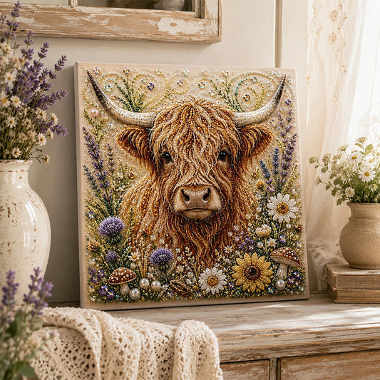 🏆 Letzter Tag Sonderpreis 19,90 £ 🦉💛 Highland Cow Pearl Art DIY-Set – Entspannendes Bastelprojekt zur Gestaltung atemberaubender Küstenkunstwerke (📦 2 kaufen, versandkostenfrei)